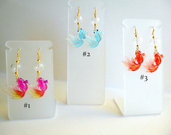 Koi Bubble Dangle Earrings, Goldfish with Bubbles Dangle Earrings,  14 Colors to Choose From, Multi Color Koi Fish Dangle Earrings, E129-Box