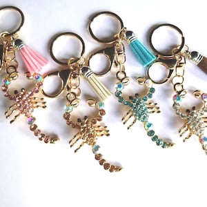 Personalized Rhinestone Scorpion Keychain: Initial & Tassel - K339