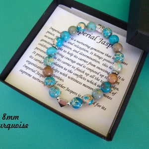 Imperial Jasper Beaded Bracelet, Spider Web Jasper Beaded Bracelet, Sea Sediment Jasper Beaded Bracelet, Can be Personlized w/Initial, B250