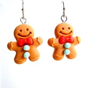 Gingerbread Man Dangle Earrings: Christmas Resin Earrings, E421