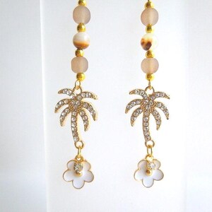 Strass Kokosnuss Palme Ohrringe: Perlen Tropische Schmuck, E119