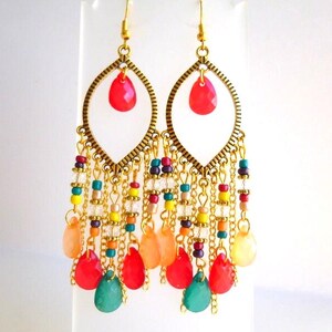 Bohemian Beaded Tassel Dangle Earrings: 6 Colors, Vintage Style, E166