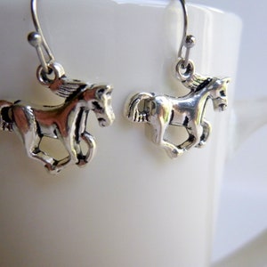 Galloping Horse Earrings: Stainless Steel Charm Earrings, BX