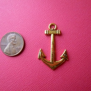 8 Large Anchor Charms, Gold Anchor Charms, Great for Making Charm Bracelets or Necklaces