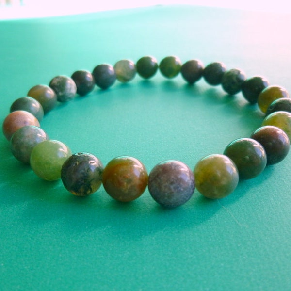 Natural Indian Agate Beaded Stretch Bracelet, This Unique Crystal Provides Self-Confidence and a Belief in How Beautiful Your Soul is, B359