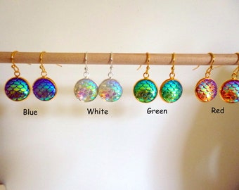 Mermaid Scale Earrings: Mythical Siren of the Sea Jewelry, BX
