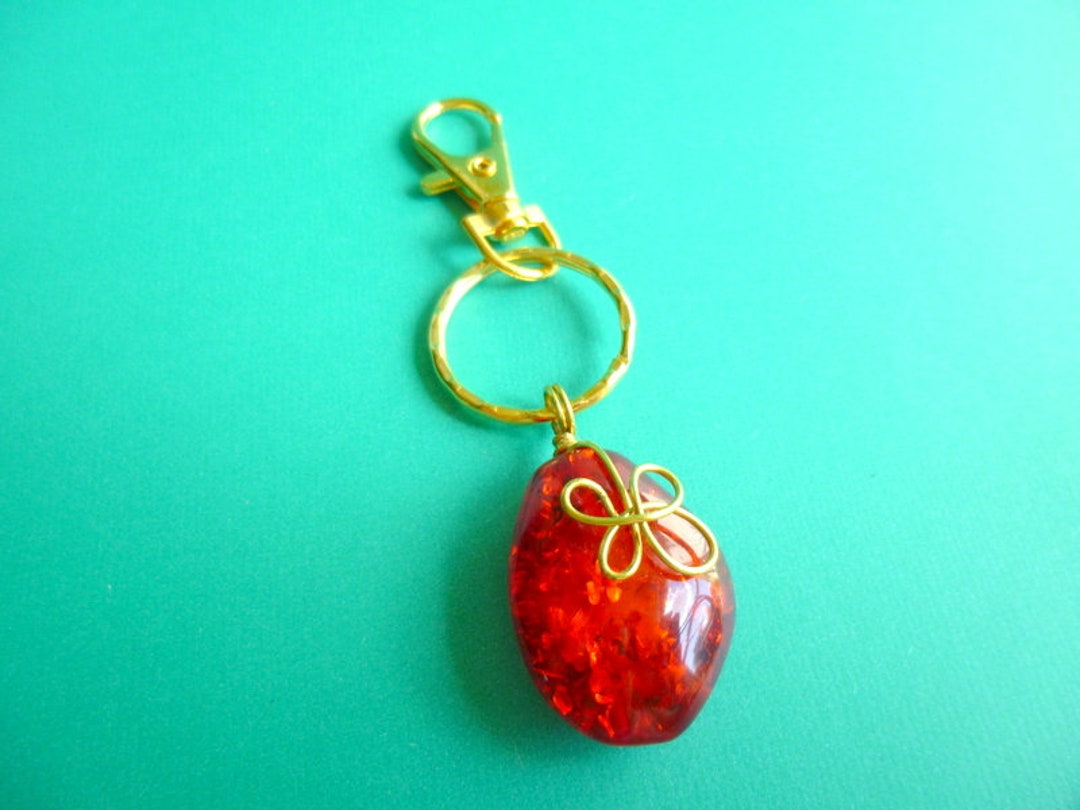 Wire Wrapped Yellow or Red Beaded Key Chain: Personalized W/initial, K7 ...