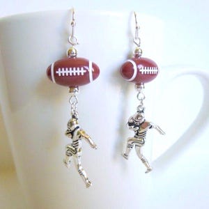 Football Charm Earrings: Zinc Alloy, Lead/Cadmium/Nickel Free, BX
