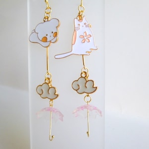 It&#39;s Raining Cats and Dogs Dangle Earrings: Cloud & Umbrella Earrings, E400
