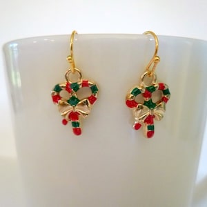 Candy Cane Earrings: Christmas Holiday Jewelry, C22