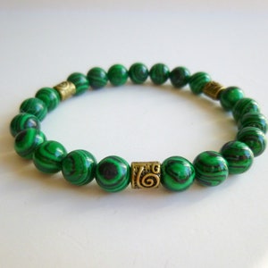 8MM Malachite Beaded Stretch Bracelet, Malachite Beaded Bracelet, The Malachite Crystal Meaning Echoes Its Deep Connection to Nature, B243