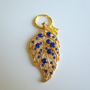Personalized Leaf Key Chain, Golden With Blue Rhinestones Personalized Leaf Key Chain, Personalized Leaf Key Chain, Gold Key Chain, K100