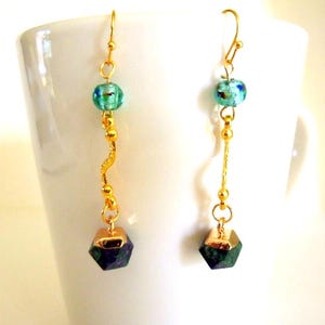 Natural Ruby Zoisite Dangle Earrings: Star Cut Gemstone, E411