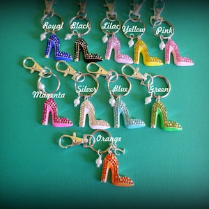 Personalized Rhinestone High Heel Keychain: Stiletto Shoe Purse Charm, K300