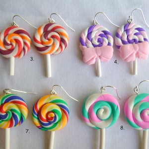 Handmade Polymer Clay Lollipop Earrings: Fun Novelty Jewelry, E229