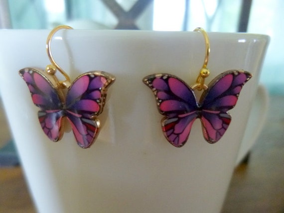 Buy Butterfly Earrings, Purple Butterfly Earrings, Butterfly Earrings on  Ear Wire, Butterfly Earrings on Hoops, Birthday Gift, E227 Online in India  - Etsy