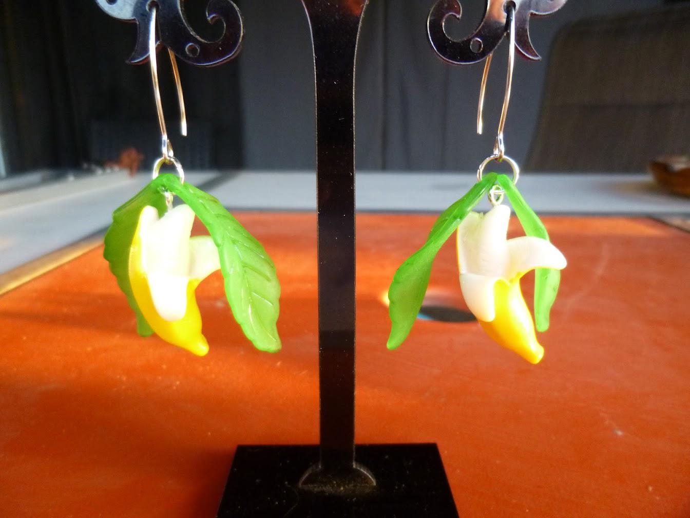 Boucles D'oreilles Banane Résine - 1.5cm, Jaune/argent, Cuivre, Cadeau Mignon Et Drôle