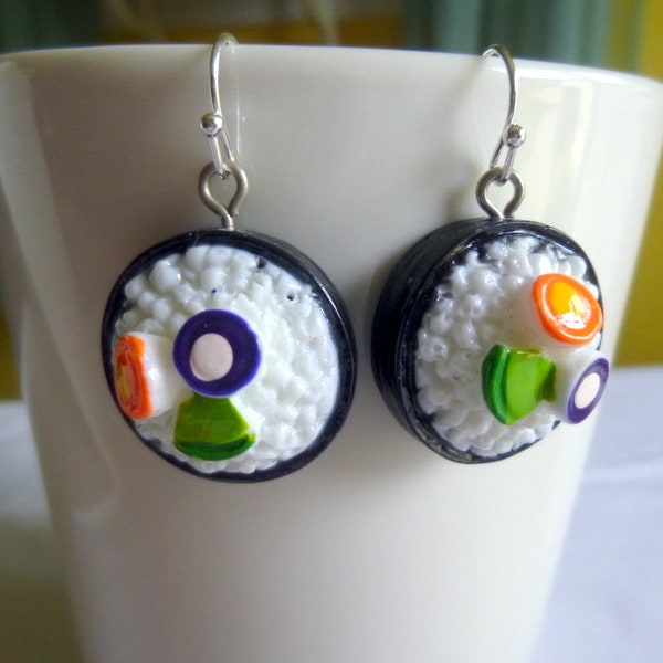 Sushi Earrings, For the Sushi Lover You Know, Adorable Sushi Earrings, Sushi Lover Earrings, Food Earrings, Rice Earrings, E201