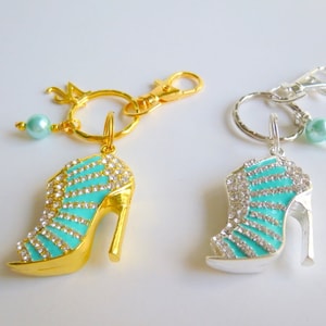 Personalized Stiletto Shoe Keychain: Rhinestone High Heel Key Ring, K302