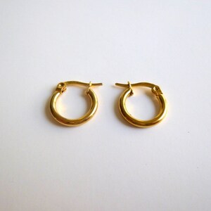Small Golden Hoop Earrings: Hypoallergenic Stainless Steel, E274