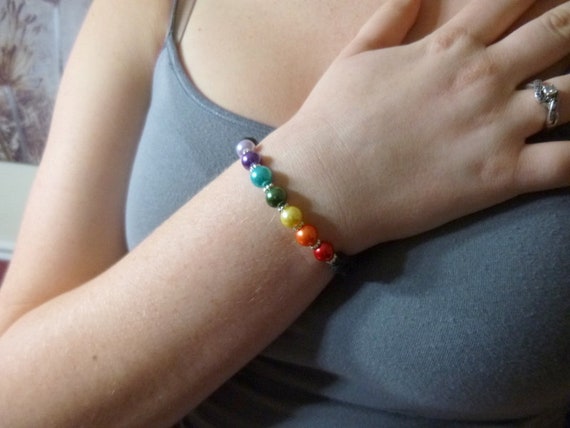 Multi Color Stretch Bracelet Rainbow Beaded Stretch Bracelet Pearl and Lava Rock Stretch Bracelet Colorful Lava Rock Stretch Bracelet Etsy UK