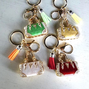 Personalized Initial Purse Keychain: Rhinestone Tassel Zipper Pull