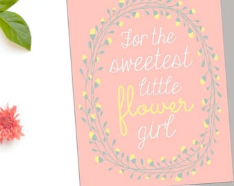 Flower Girl Card, Flower Girl Thank You Card, Maid of Honor Card Bridesmaid Card, Custom Wedding Card, Boho Wedding Decor, Bridal Party