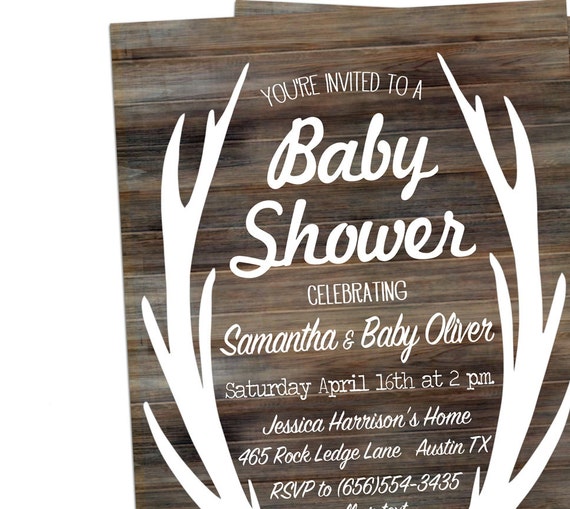 Deer Baby Shower Invitation, Hunting Baby Shower Invites, Oh Deer, Camo, Rustic, Twin Boys, Adoption Baby Shower, Woodland Shower, Antlers