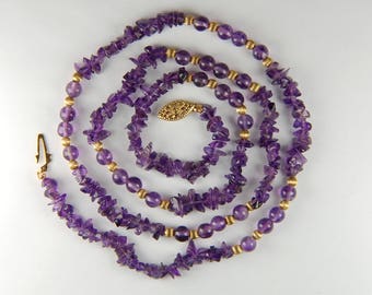 Amethyst Necklace, Beaded Necklace Gold Jewelry Amethyst Jewelry Gift