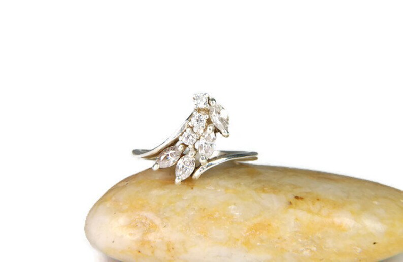 Silver Cocktail Ring Silver Cubic Zirconia Ring Silver Dinner Ring Luxury Jewelry