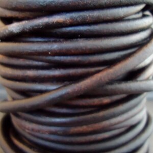 5 Yards-3 mm Leather Cord Antique  Dark Brown