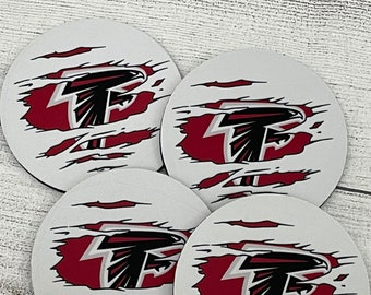 NFL Coaster Set, Couples Gift, Game Day Coasters, Housewarming Gift, Atlanta Falcons Coasters, Man Cave Decor, Man Cave Coasters, NFL GIfts