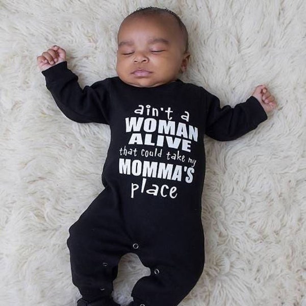 Ain't a woman alive that could take my momma's place, Funny Baby romper, Baby boy romper, Hipster baby boy, Baby boy gift, Baby Boy outfit