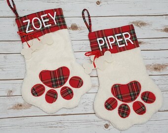 Christmas Stocking, Personalized Pet Stocking, Dog Stocking, Cat Stocking, Paw Stocking, Personalized Stocking, Pet Gifts, Furbaby Stockings