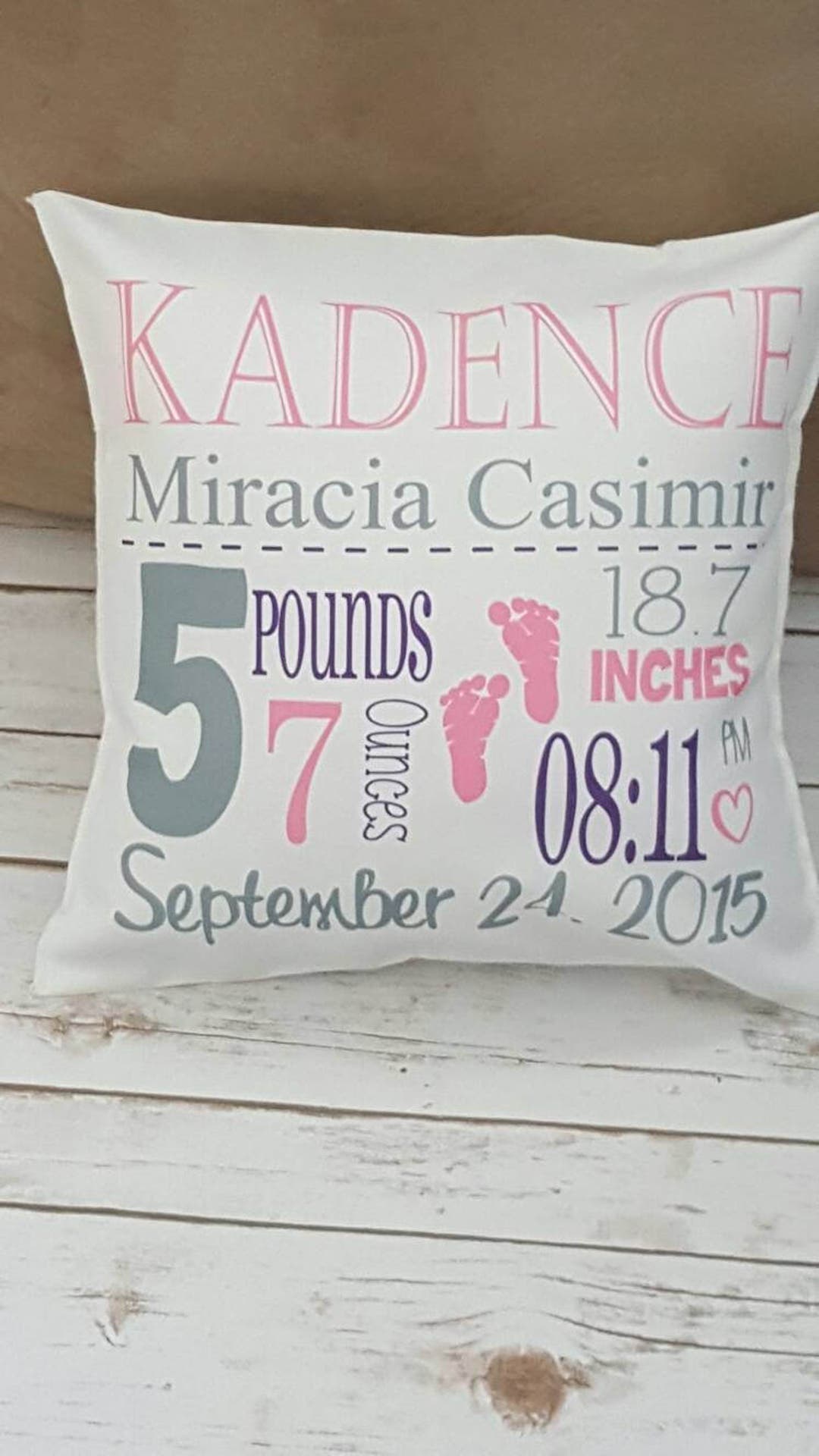 Birth Stats Pillow Cover, Baby Shower Gift, Birth Announcement Pillow