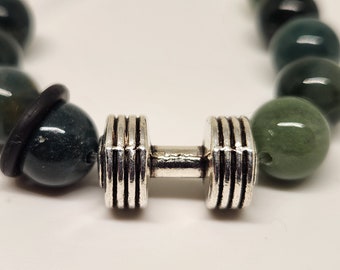 WOD round counter bracelet- Moss Agate