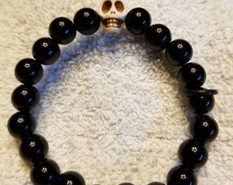 WOD round counter bracelet- black w skull