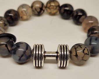 WOD round counter bracelet- Dragon Vein Agate