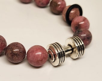 WOD round counter bracelet- Rhodonite