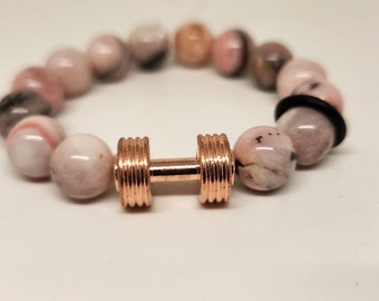 WOD round counter bracelet- pink opal