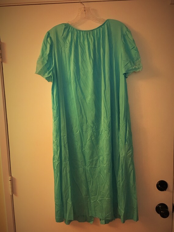Vintage Lorraine Turquoise Nightgown Button-down … - image 5