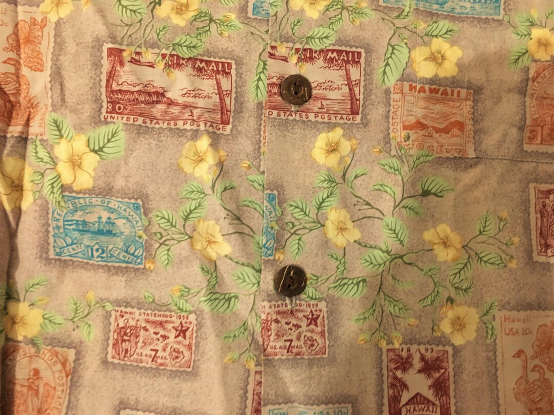 Vintage Reyn Spooners Staters Shirt Philatelic Hawaiian Stamps Very Thin Cotton Rare XL Etsy