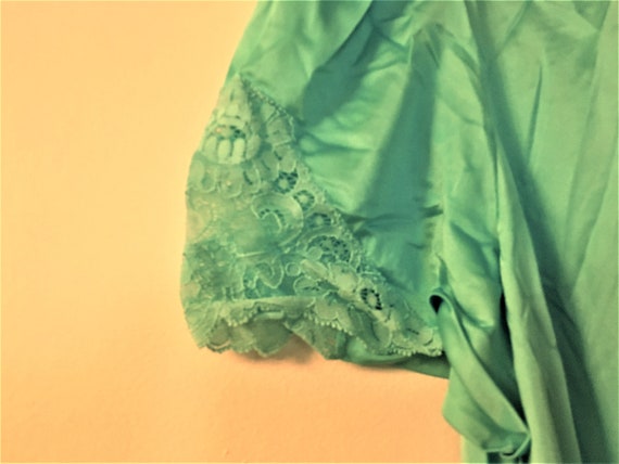 Vintage Lorraine Turquoise Nightgown Button-down … - image 3