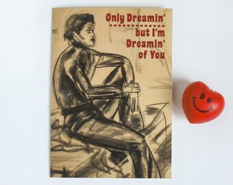 Love Card, Valentine's Day, Soulful, 1970's, Crush, Blank Inside, African American, Retro, Sweet, Secret Admirer, Dreaming of You, 5"x7"