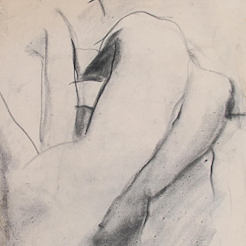 Large Art Feminist Charcoal Life Boho Eclectic Nudes Free Shipping on Custom Sizes Figure Drawings Sketch Vintage Giclee Prints