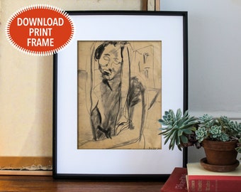 Printable Charcoal Sketch, Black Woman, Expressive, Sad, Digital Download, Boho Decor, Gallery Wall, Affordable, Art, Eclectic, Drawing, DIY