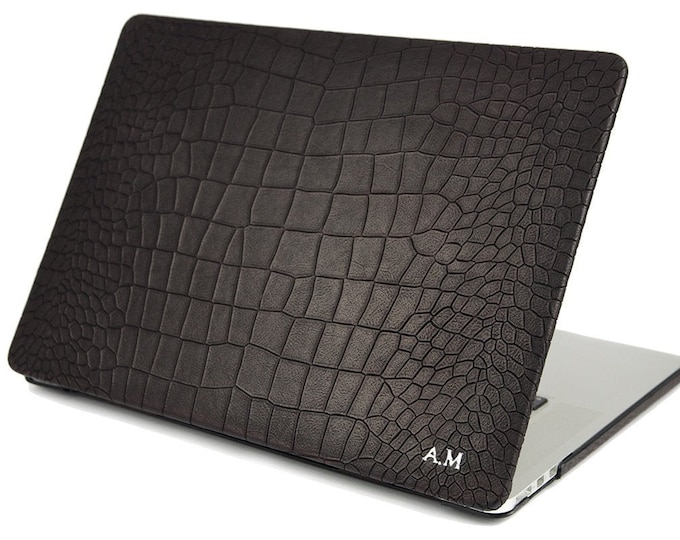 MacBook 11/12/13/15/14/16 Calfskin Alligator Pattern Top and Back case made by genuine Italian leather as protection choose Device and Body