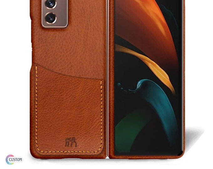 Samsung Galaxy Z FOLD 2 Leather Case genuine natural leather 1 credit card slot TYPE 1 to use as protection colour CHOOSE