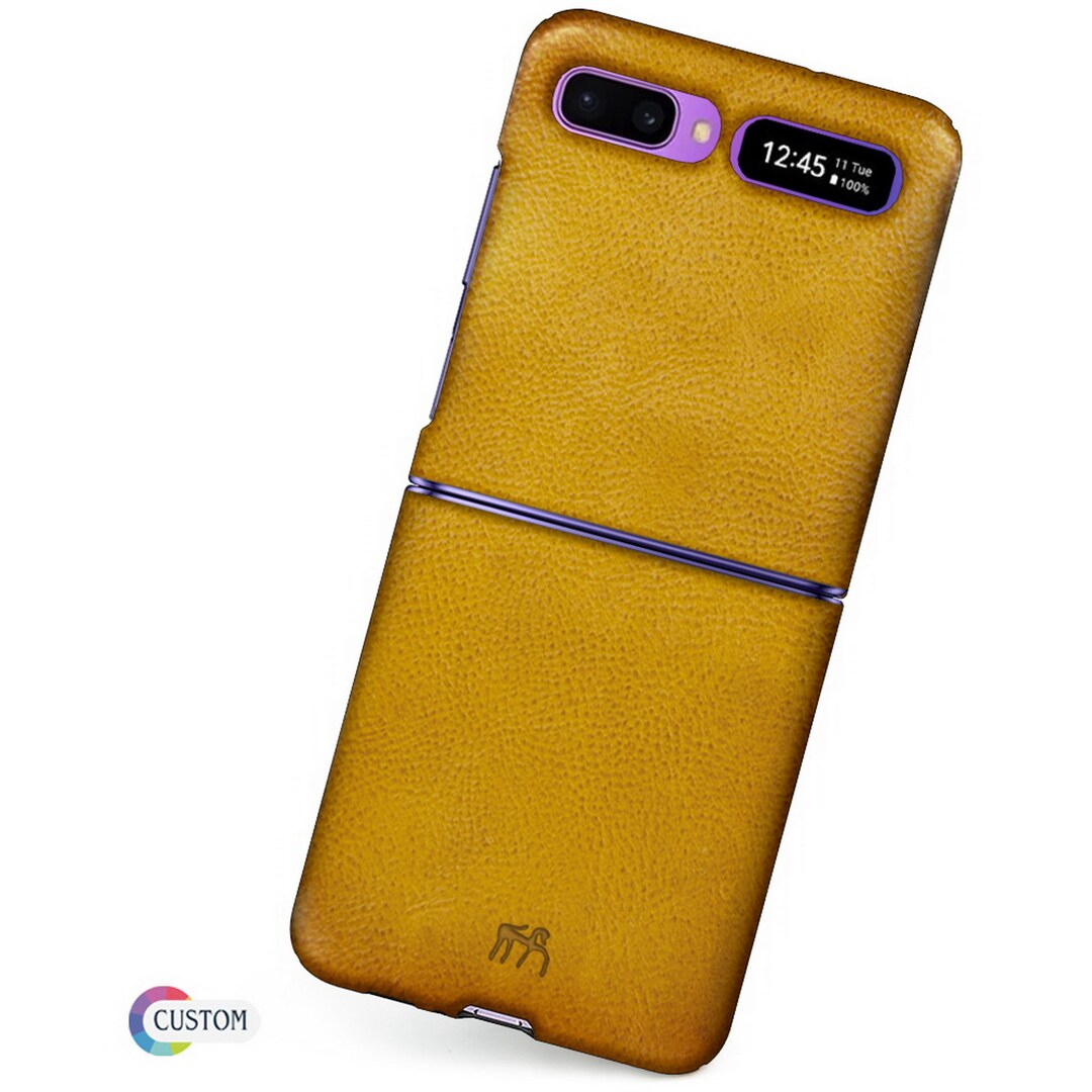 Samsung Galaxy Z FLIP Leather Case Genuine Natural Leather Credit Card to Use as Protection
