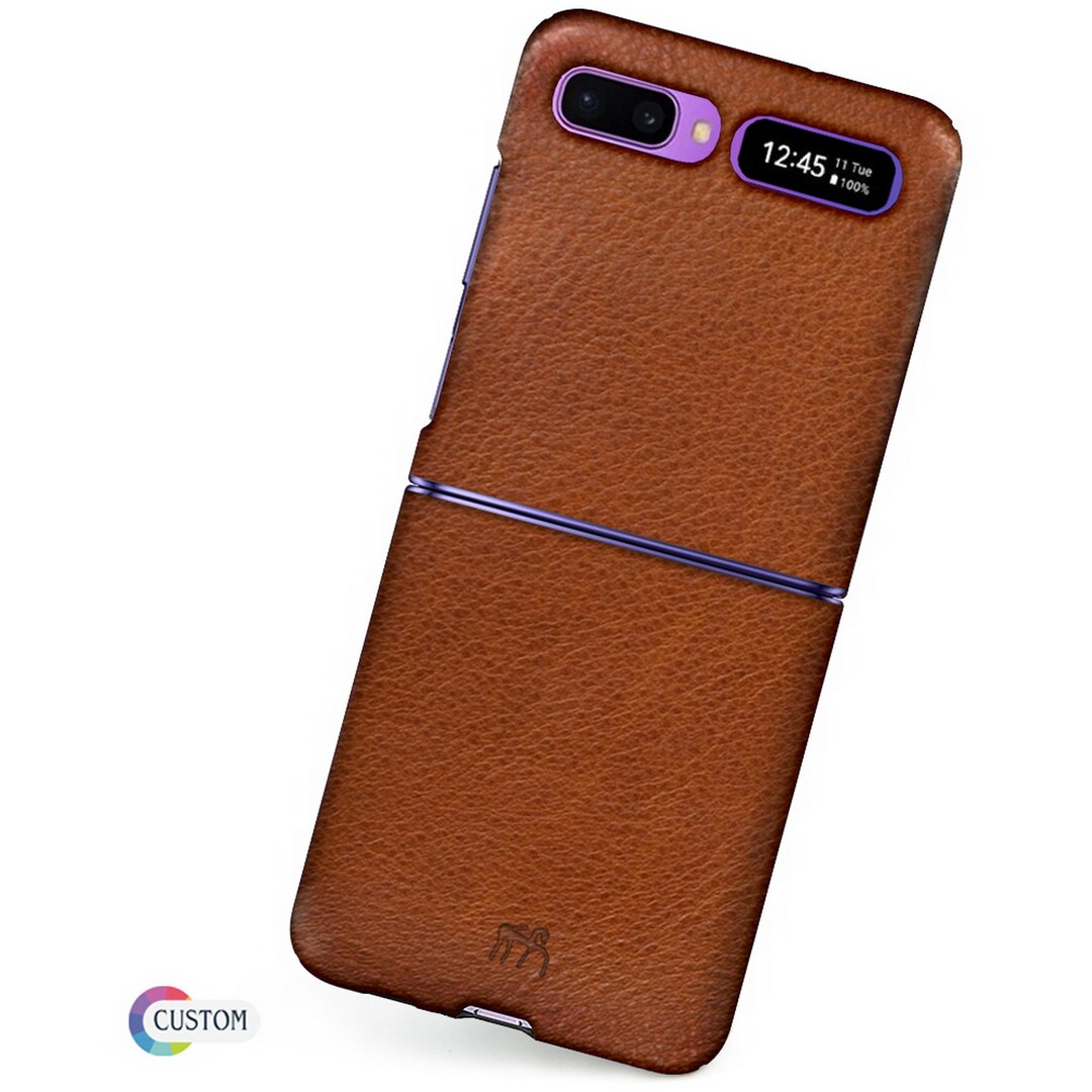 Samsung Galaxy Z FLIP Leather Case Genuine Natural Leather Credit Card to Use as Protection